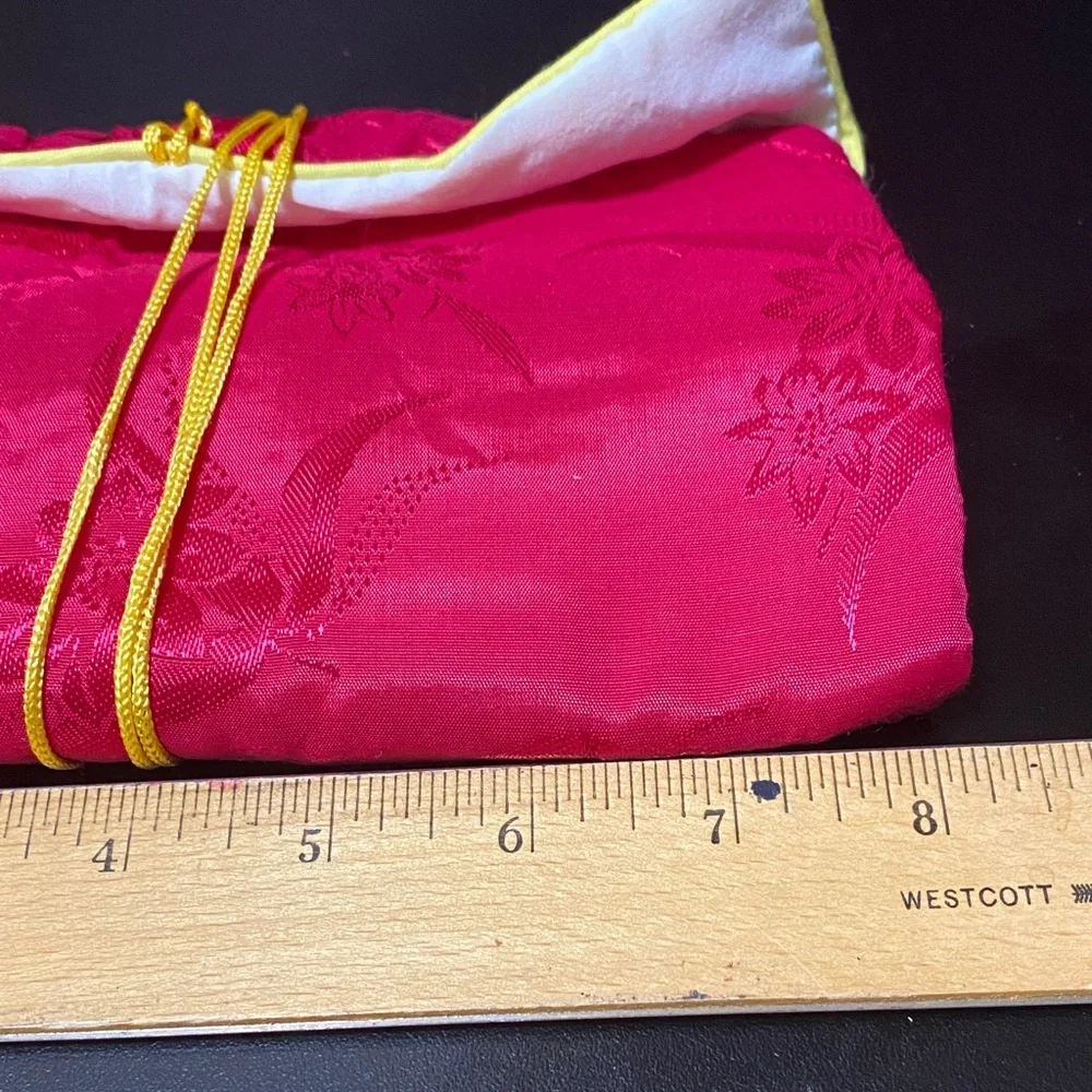 Vintage Red satin travel jewelry wrap